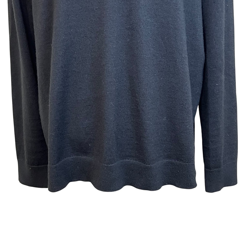 EXPRESS Black Merino Wool Blend Long Sleeve Polo Sweater Black Business Casual - Picture 10 of 14